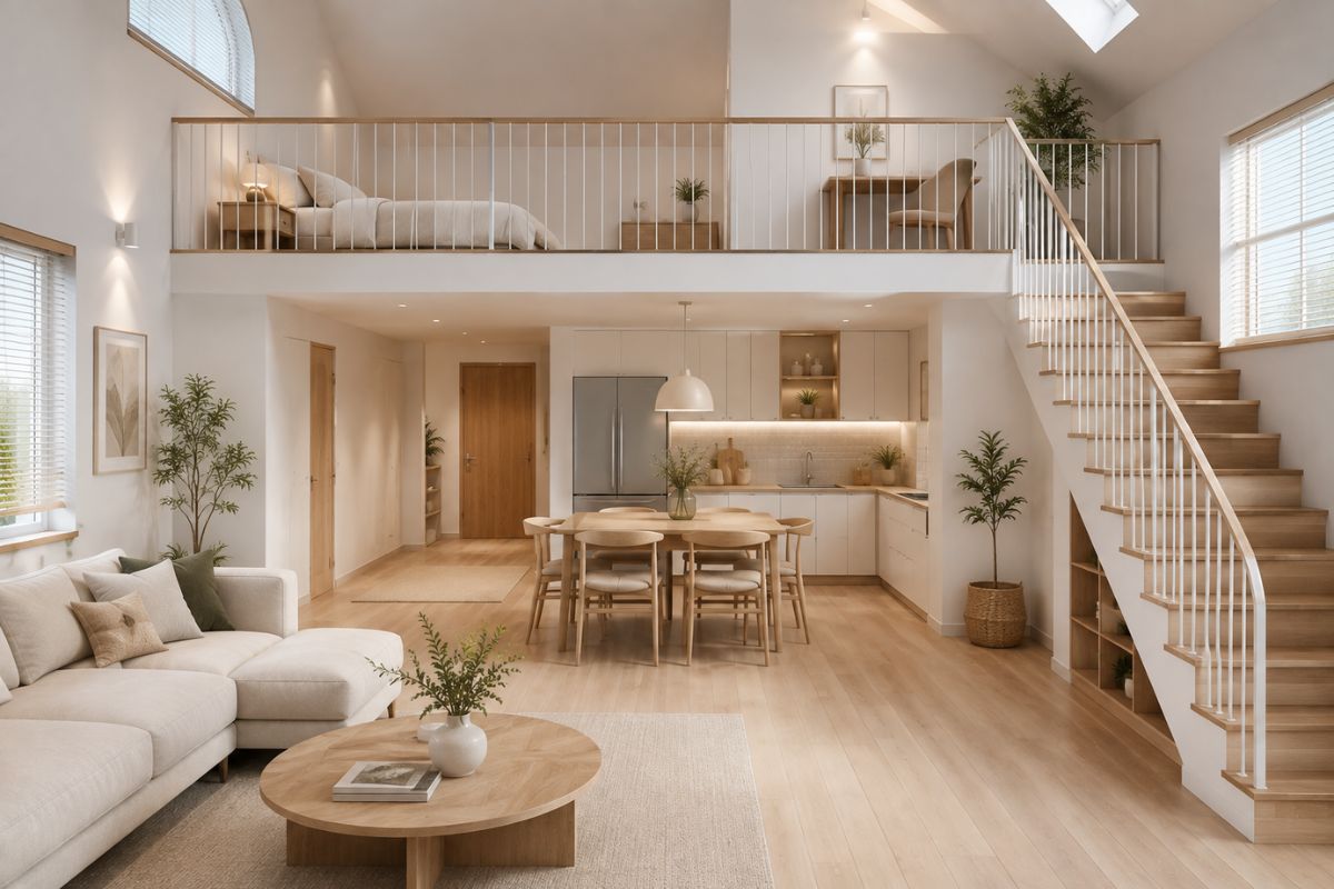 Nhà cấp 4 gác lửng phong cách Scandinavian