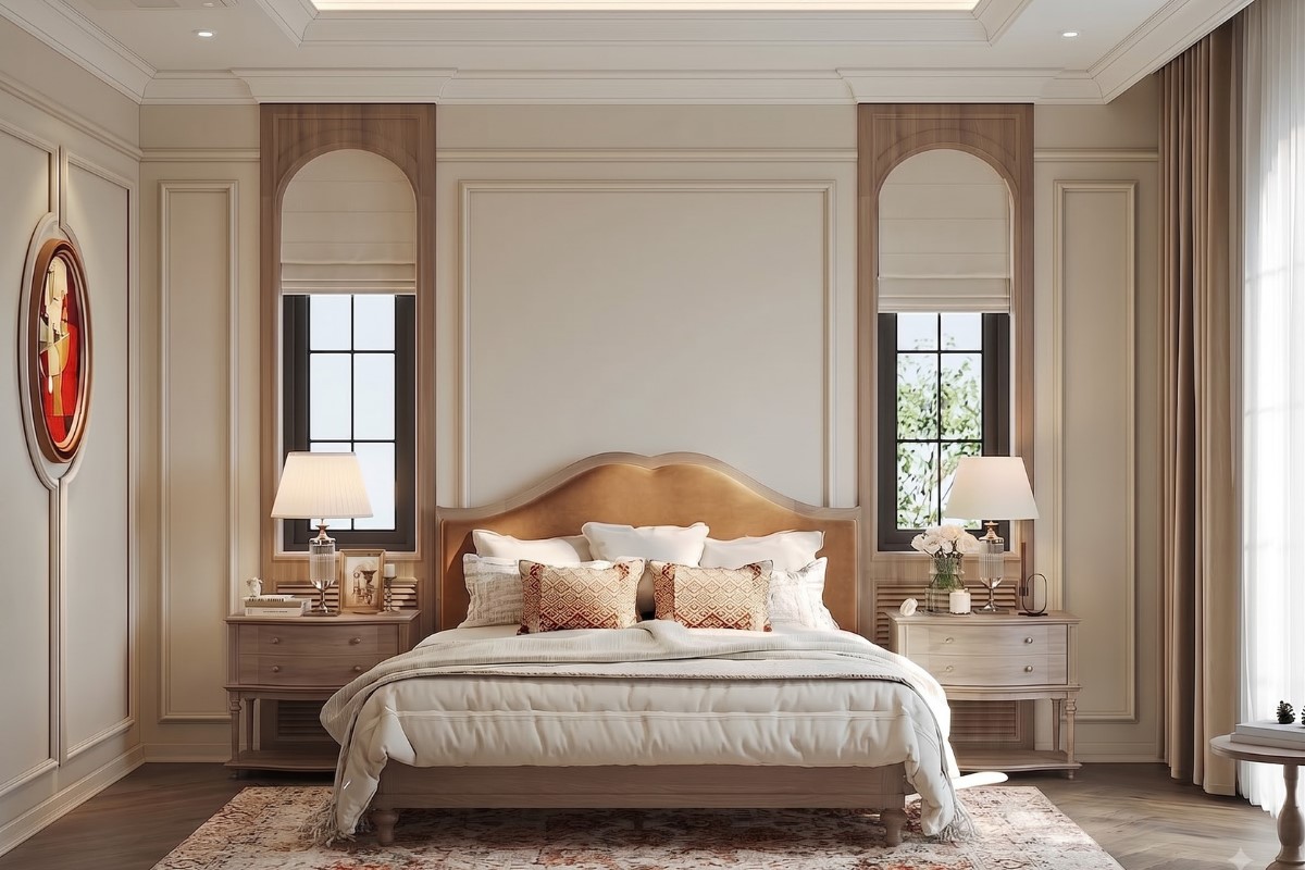 Mẫu phòng ngủ 30m2 phong cách tân cổ điển