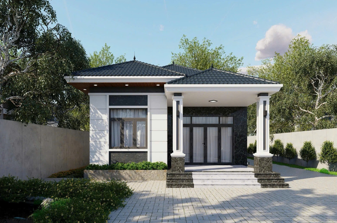 Phương án thiết kế cải tạo nhà cấp 4 - Chính diện