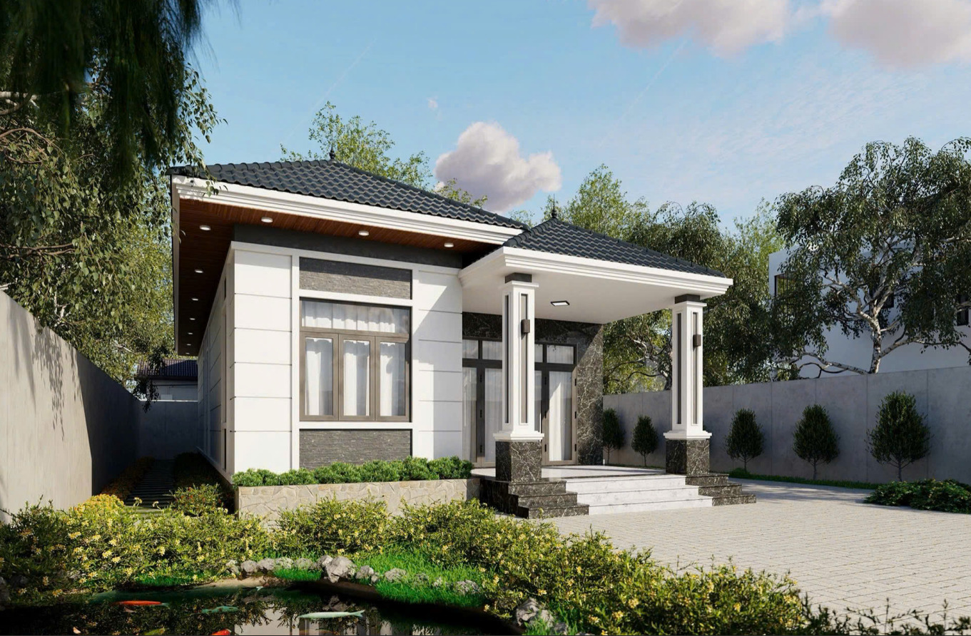 Phương án thiết kế cải tạo nhà cấp 4 - góc nhìn từ bên trái