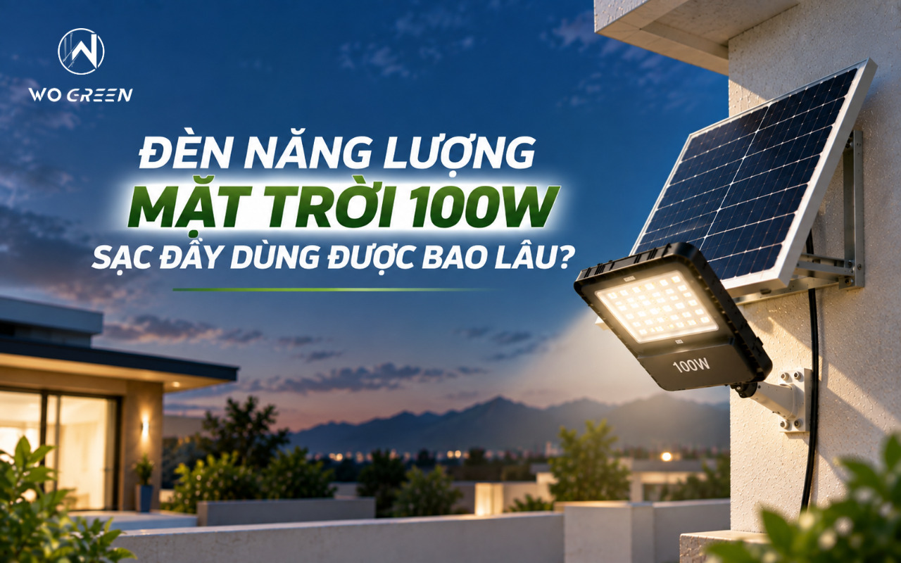 Đèn năng lượng mặt trời 100W sạc đầy dùng được bao lâu?