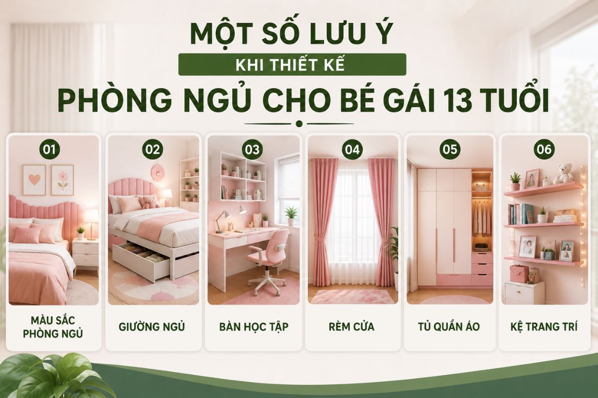 Một số lưu ý khi thiết kế phòng ngủ cho bé gái 13 tuổi