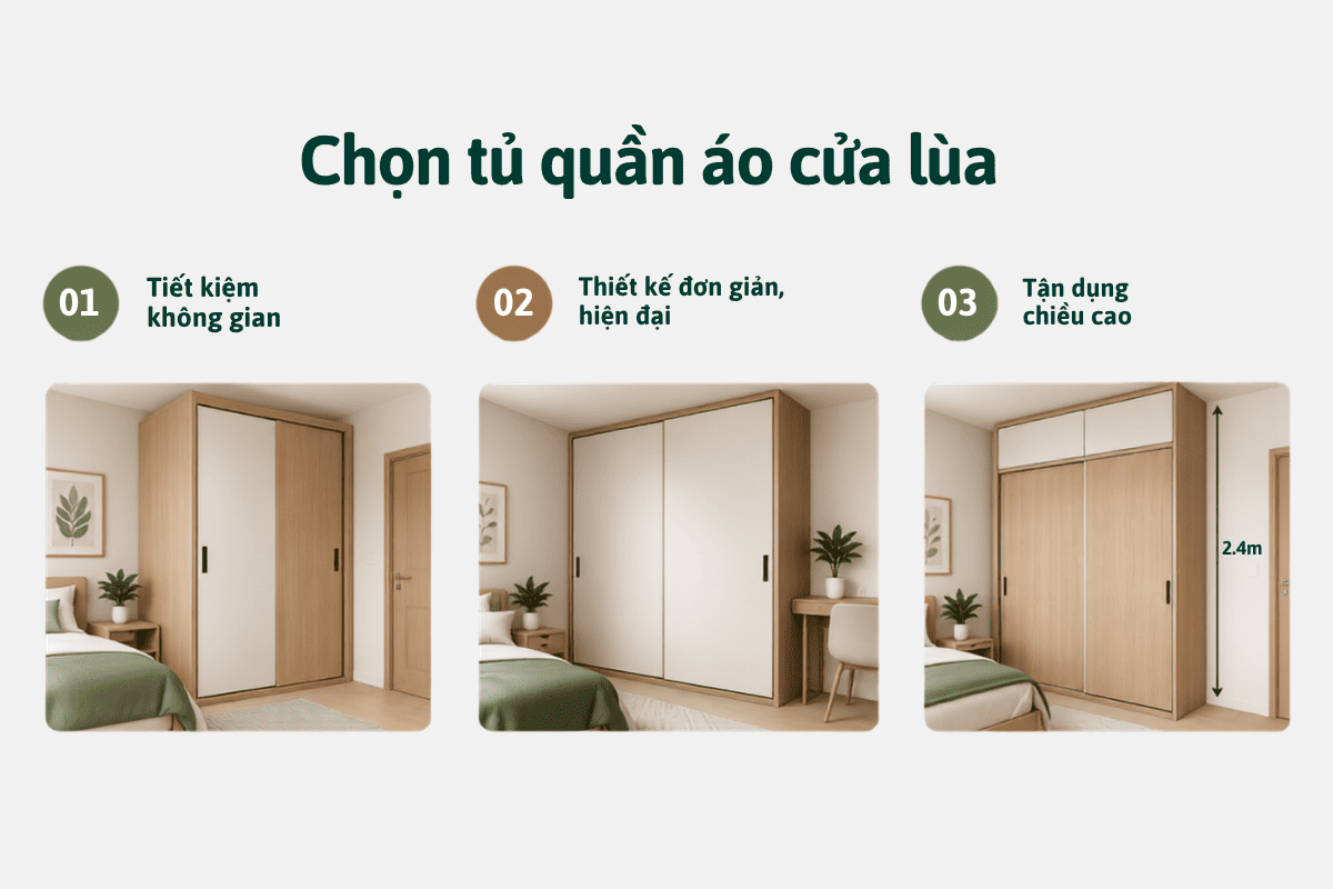 Chọn tủ quần áo cửa lùa