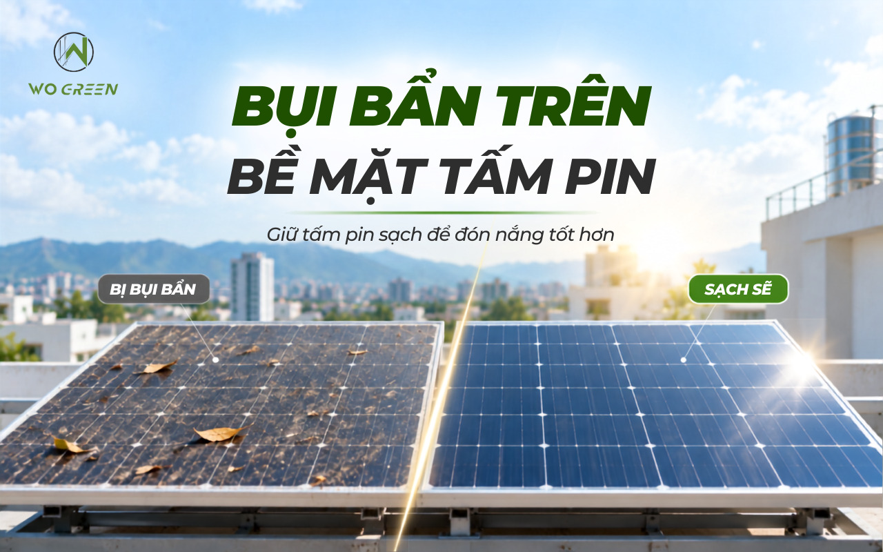 Bụi bẩn trên bề mặt tấm pin