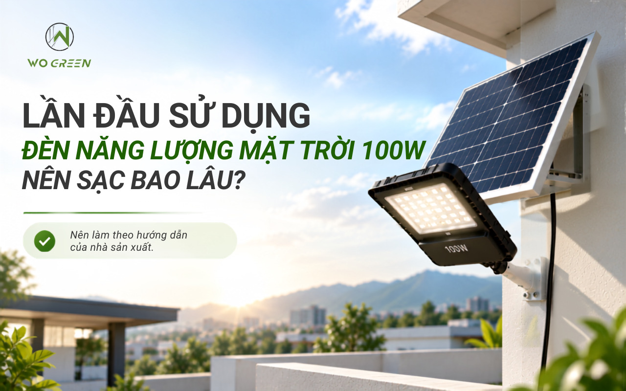 Lần đầu sử dụng đèn năng lượng mặt trời 100W nên sạc bao lâu?
