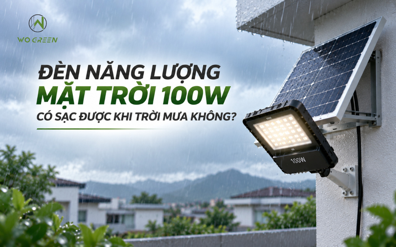 Đèn năng lượng mặt trời 100W có sạc được khi trời mưa không?