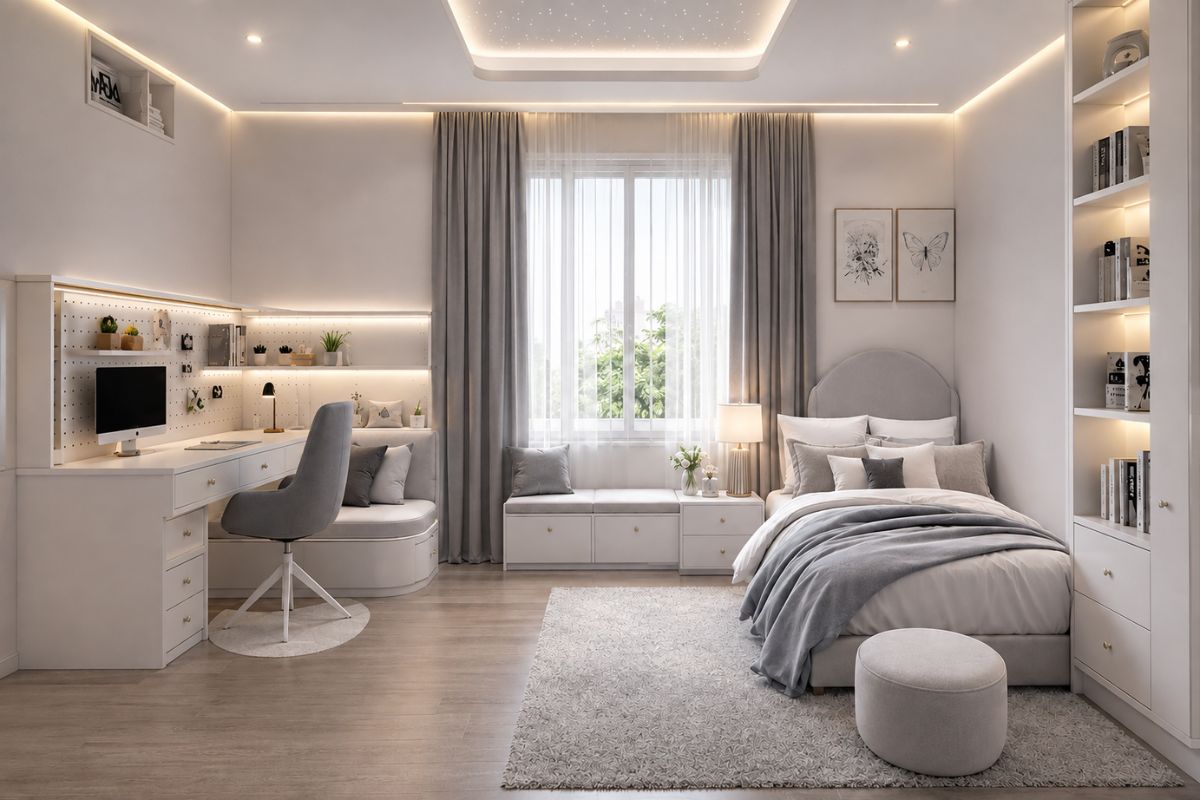 Mẫu phòng ngủ bé gái 13 tuổi cá tính