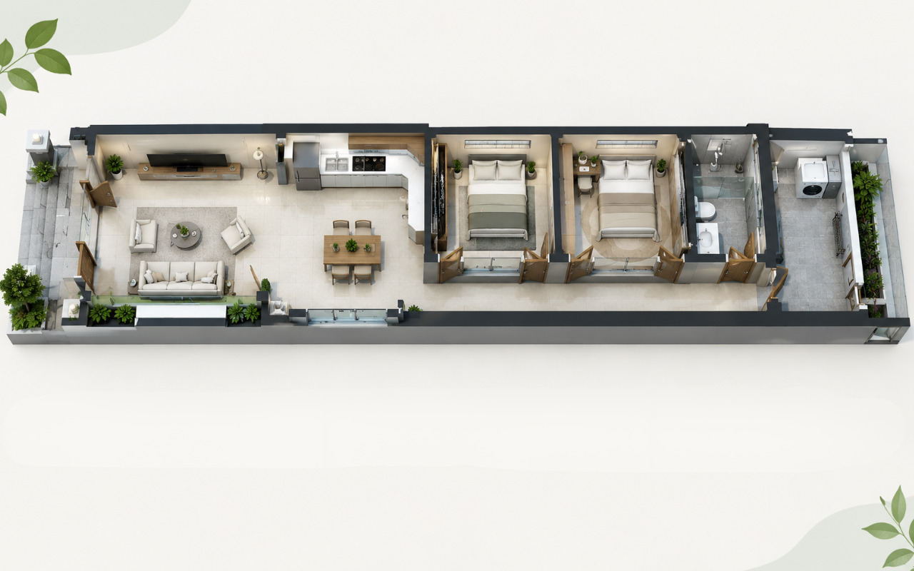 Cách bố trí công năng nhà cấp 4 2 phòng ngủ