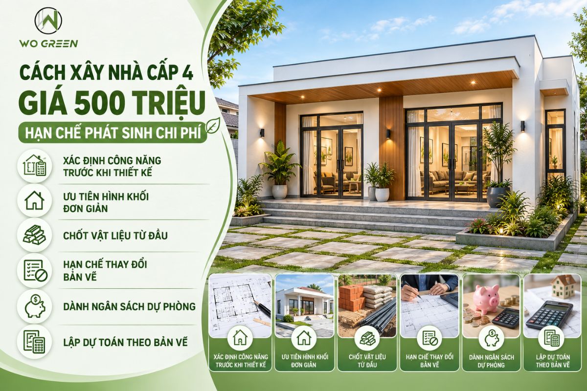 Cách xây nhà cấp 4 giá 500 triệu hạn chế phát sinh chi phí