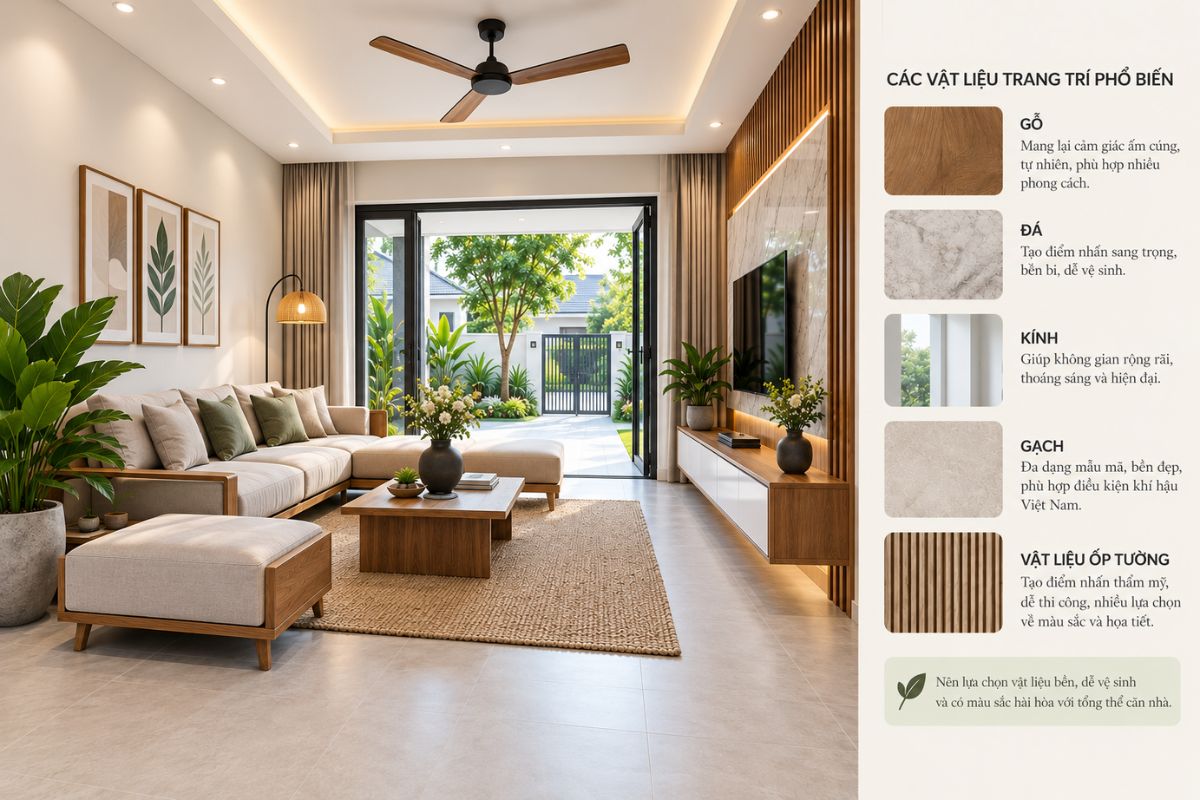 Lựa chọn vật liệu trang trí phù hợp