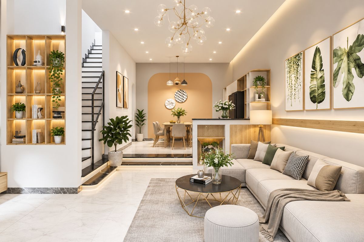 Mẫu thiết kế phòng khách nhà cấp 4 hiện đại