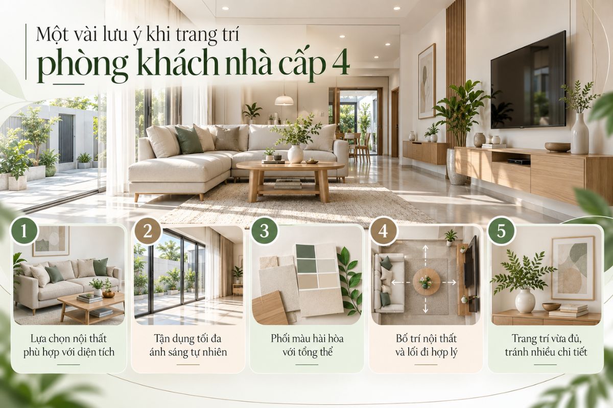 Một vài lưu ý khi trang trí phòng khách nhà cấp 4